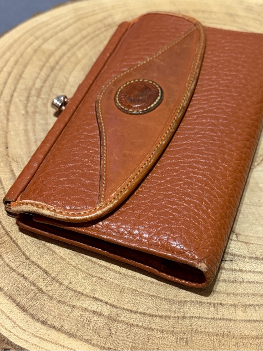 Dooney & Bourke Vintage Brown Leather Wallet Checkbook AS IS - Picture 3 of 11